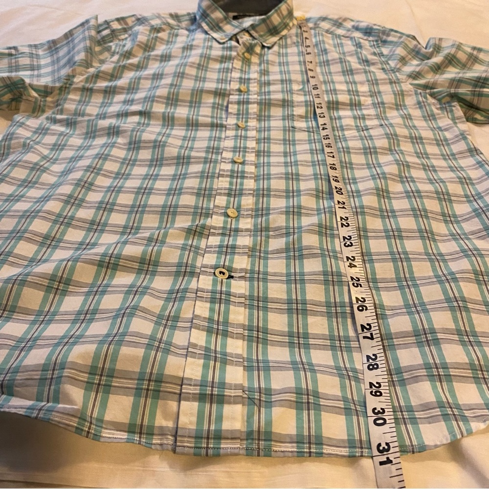 Nautica White Blue Green Button-down Long Sleeve front pocket Plaid Shirt Sz L - Picture 7 of 7